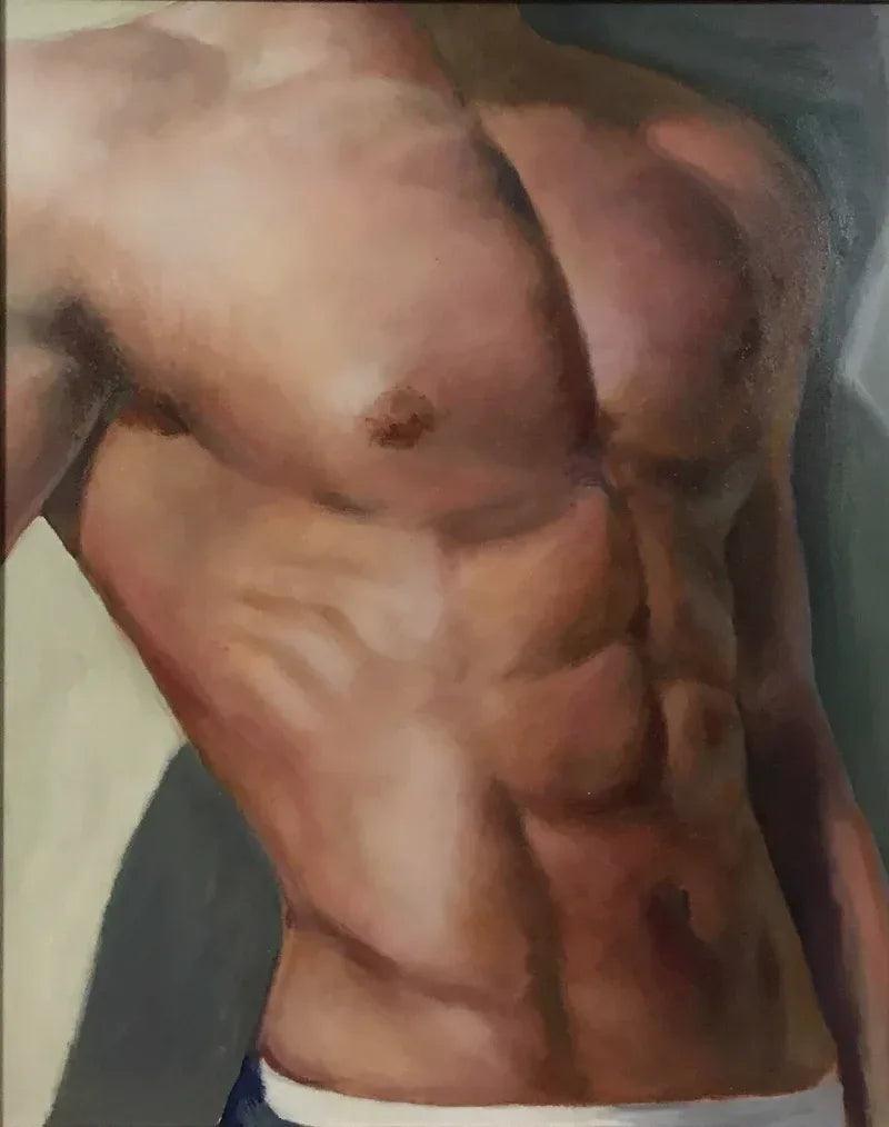 portrait homme torse nu tableau peinture huile sur toile - Kikooyou Art Gallery