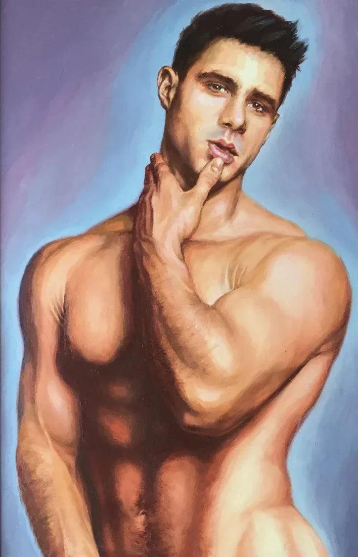 portrait homme torse nu tableau peinture huile sur toile - Kikooyou Art Gallery