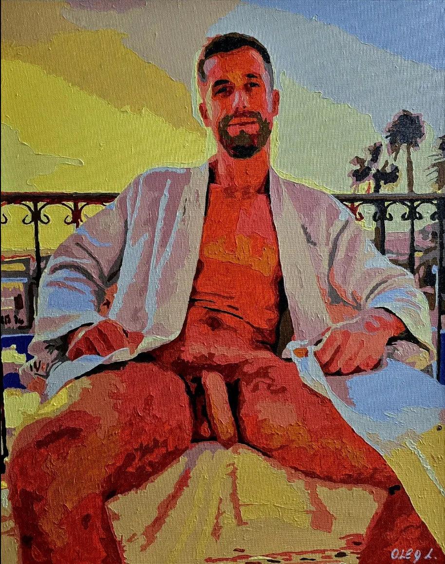 art érotique peinture huile sur toile gay homme nu 126652464852 16×20 inch (40×50 cm). - Kikooyou Art Gallery