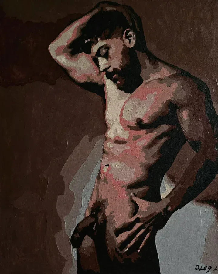 art érotique peinture huile sur toile homme nu intégrale - Kikooyou Art Gallery