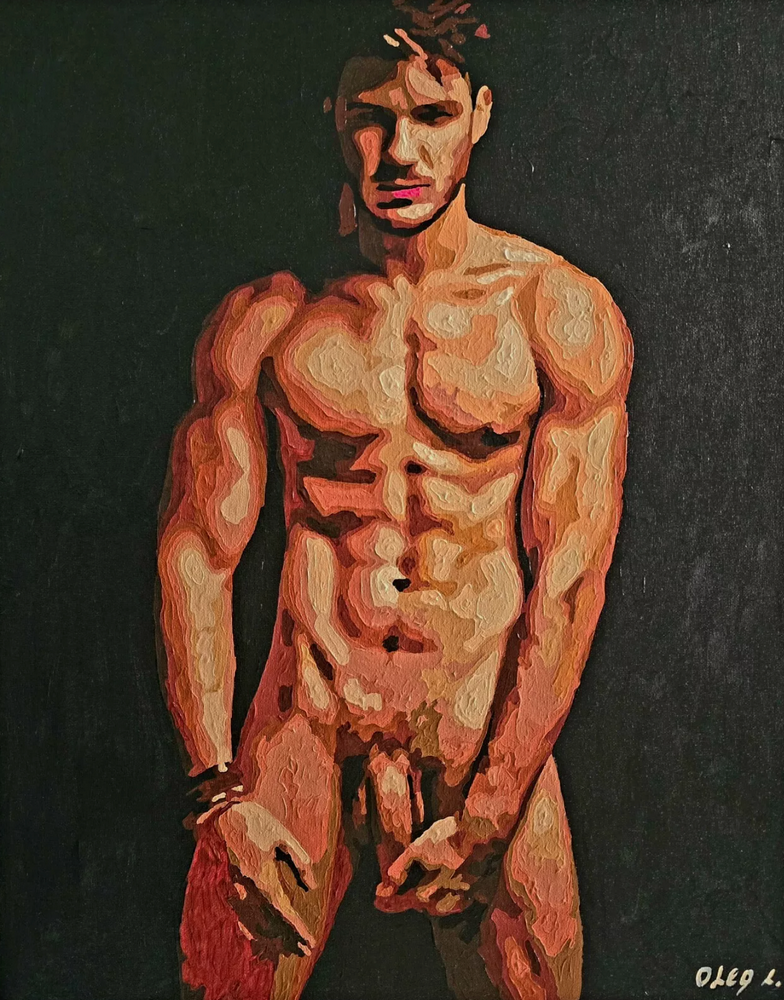 art érotique peinture huile sur toile gay homme nu 126664992386 16×20 inch (40×50 cm).