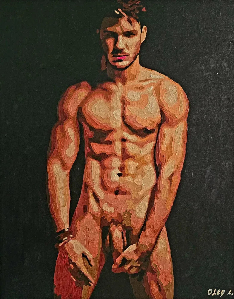 art érotique peinture huile sur toile gay homme nu 126664992386 16×20 inch (40×50 cm). - Kikooyou Art Gallery