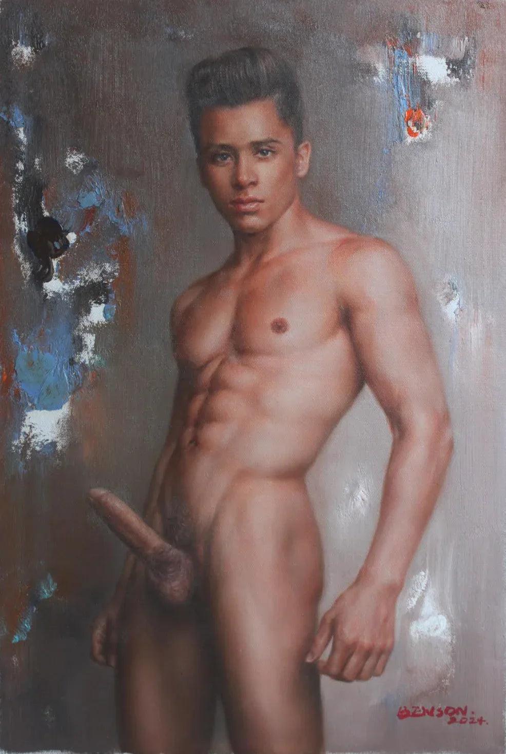 tableau peinture homme nu - magnifique œuvre en huile sur toile - Kikooyou Art Gallery