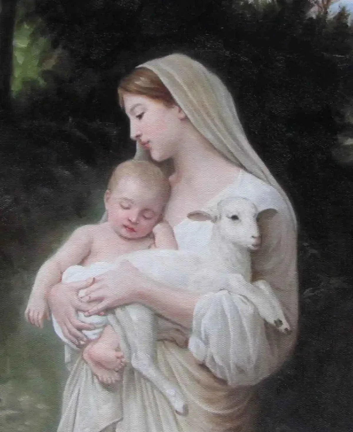 scène-religieuse-mère et enfant-tableau-peinture-huile sur toile - Kikooyou Art Gallery