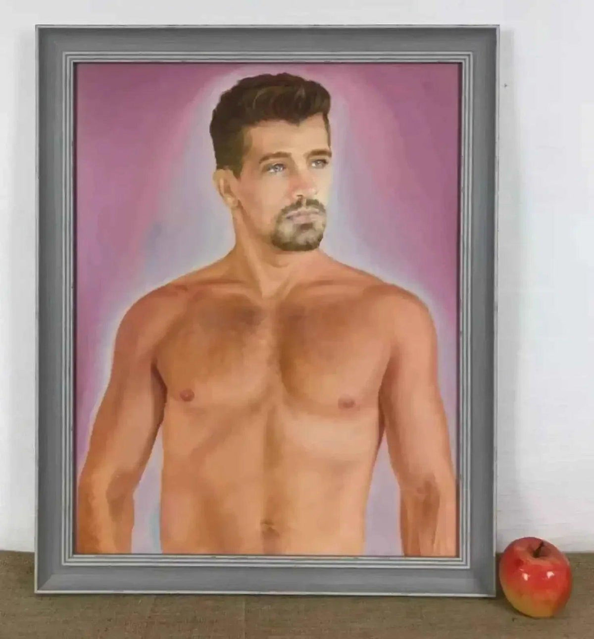 art-érotique-gay-peinture-huile sur carton-originale-homme-nu- - Kikooyou Art Gallery