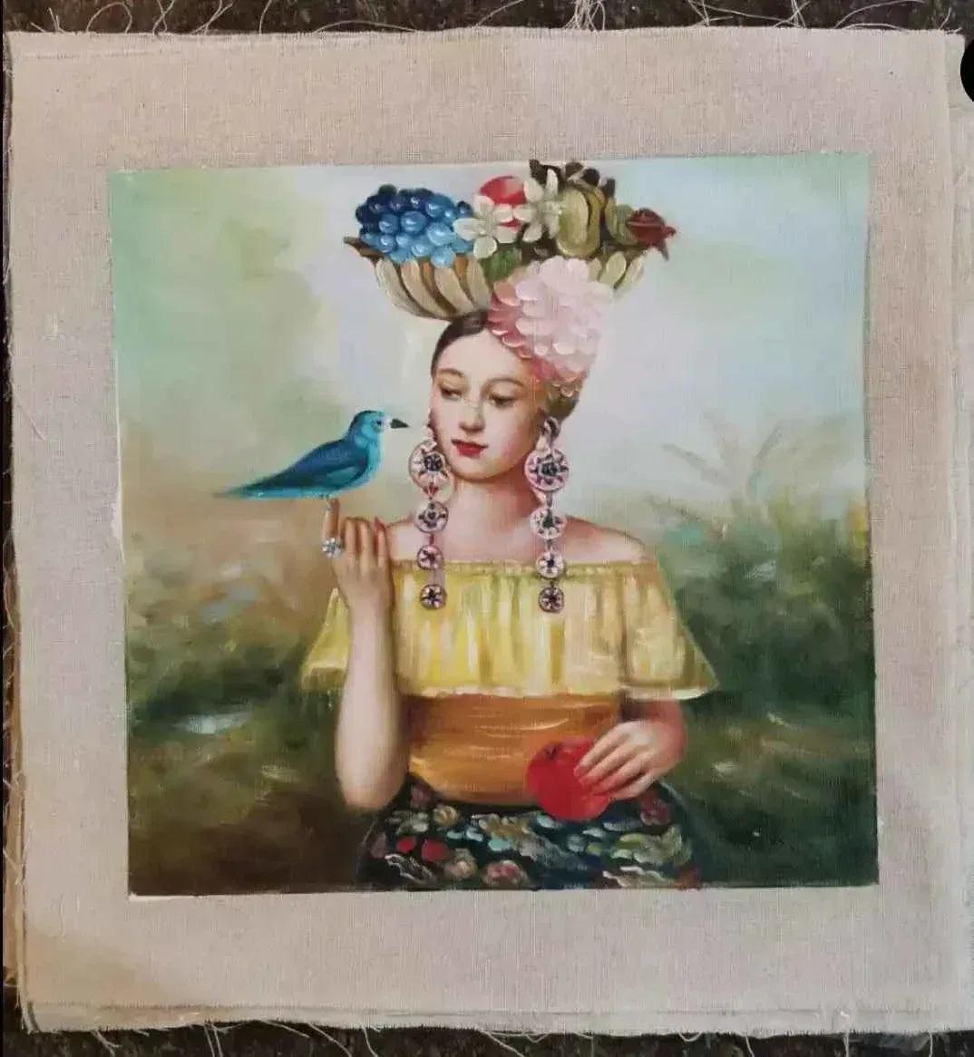 art-décoration-surréalisme--peinture-huile-toile-femme-oiseau - Kikooyou Art Gallery