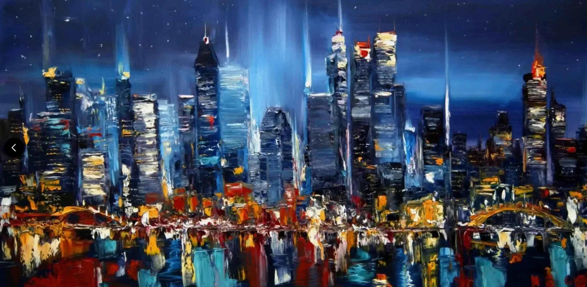 art-paysage-moderne-new york-skyline-manathan-peinture-huile sur toile - Kikooyou Art Gallery