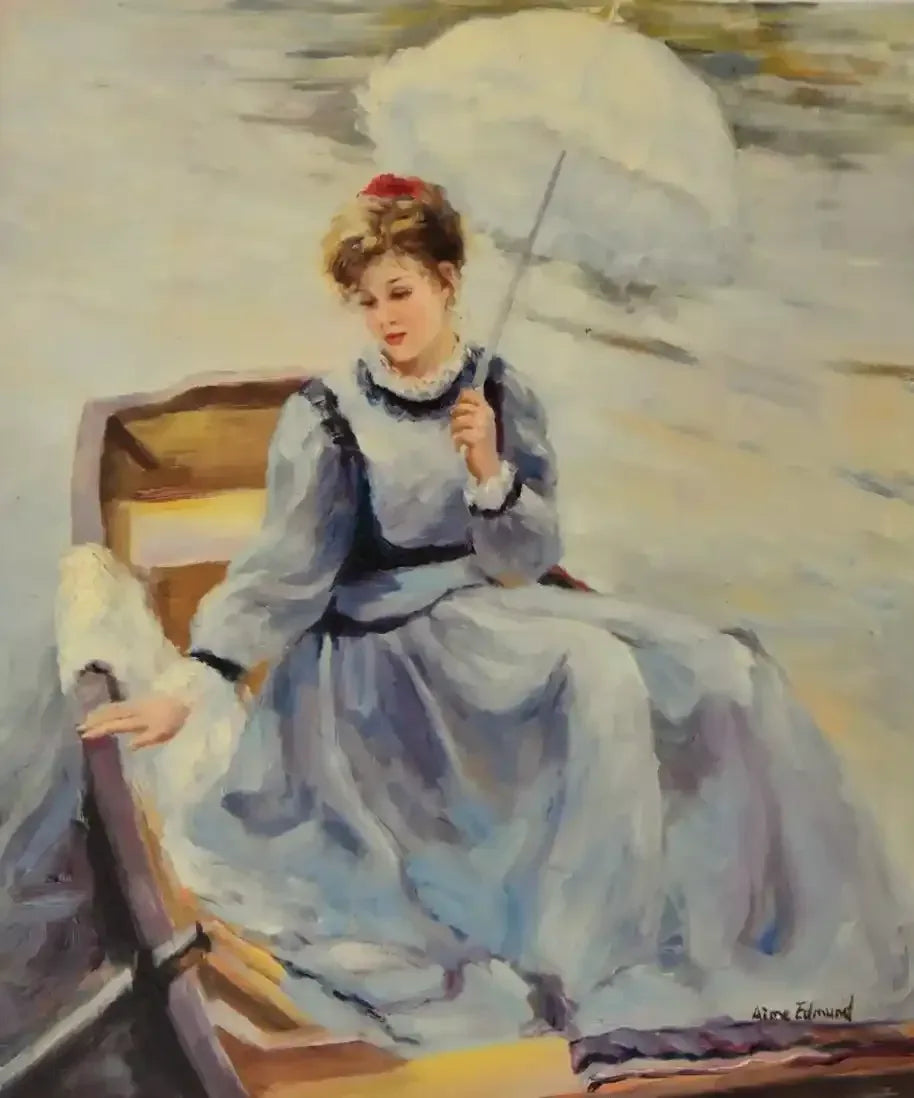 art-scène-vie-femme-ombrelle-peinture-huile-toile - Kikooyou Art Gallery