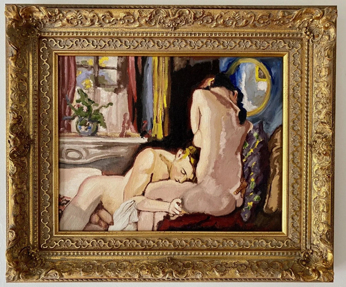 scène érotique les amoureux huile sur bois - Kikooyou Art Gallery