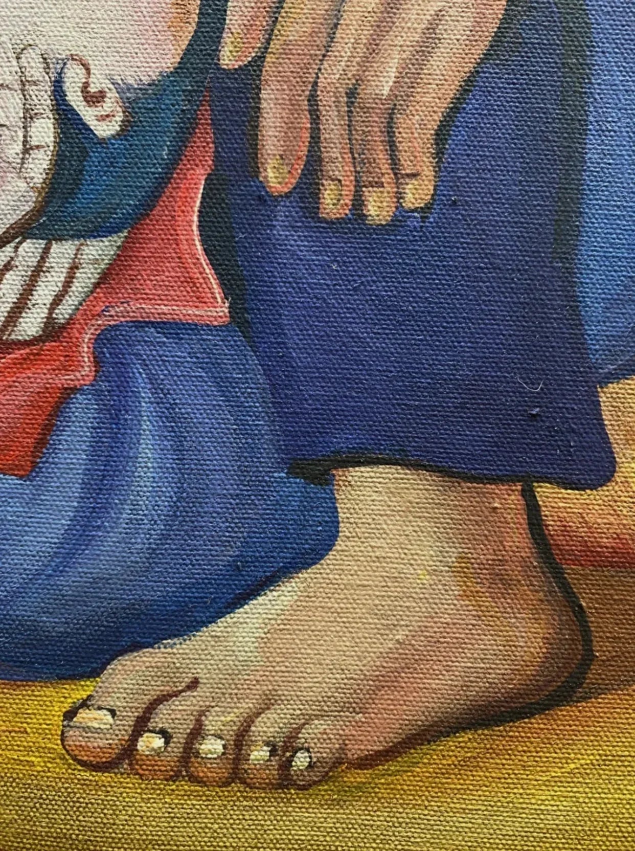 art-decoration-tableau-peinture-huile-toile-scene-paysan-sieste-champ - Kikooyou Art Gallery