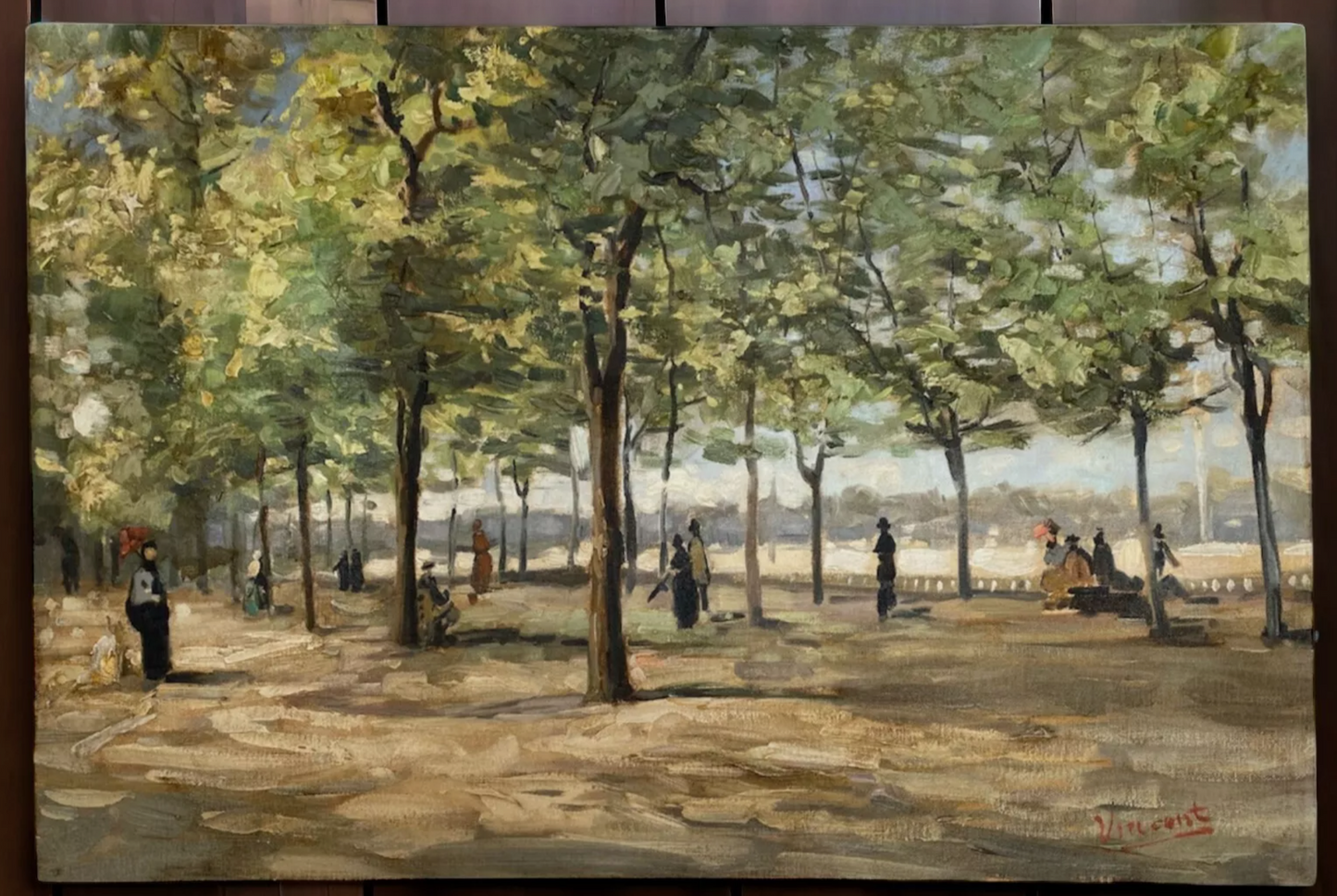 art-decoration-tableau-peinture-huile-toile-paysage-scene-promenade-parc-d'après Van Gogh (Copie)
