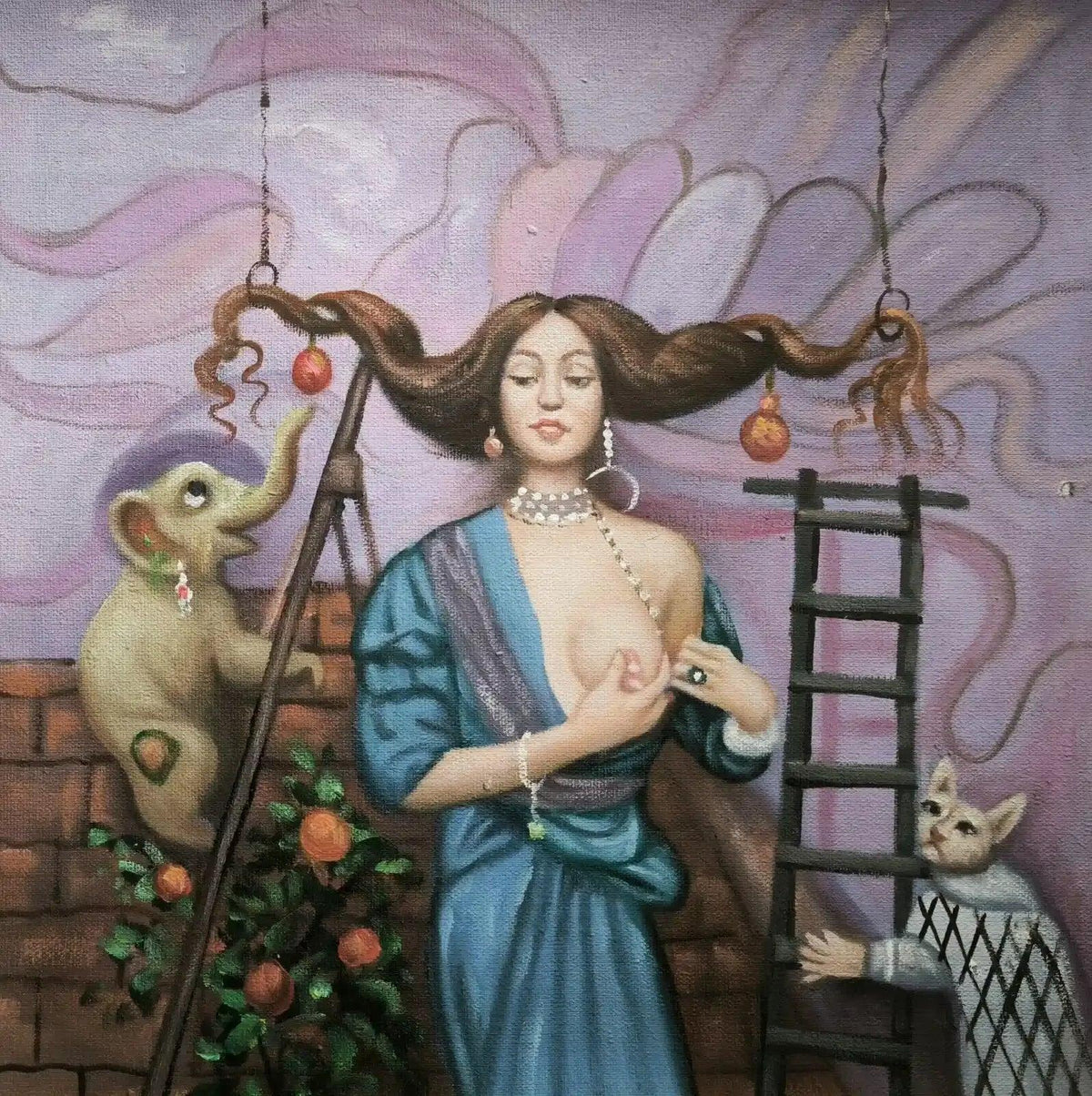 art-surréalisme-personnages-érotique-tableau peinture huile sur toile - Kikooyou Art Gallery