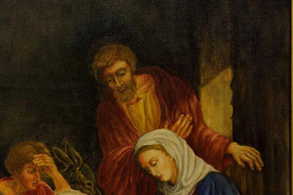 1966 Tableau ancien "La naissance du Christ", huile, signé et daté - Kikooyou Art Gallery - Kikooyou Art Gallery