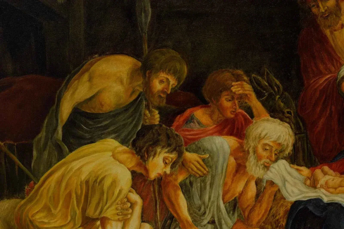 1966 Tableau ancien "La naissance du Christ", huile, signé et daté - Kikooyou Art Gallery - Kikooyou Art Gallery