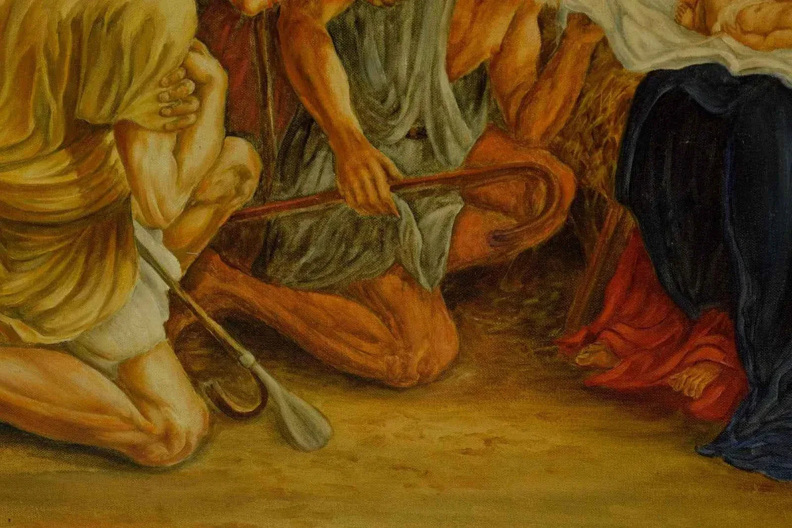 1966 Tableau ancien "La naissance du Christ", huile, signé et daté - Kikooyou Art Gallery - Kikooyou Art Gallery