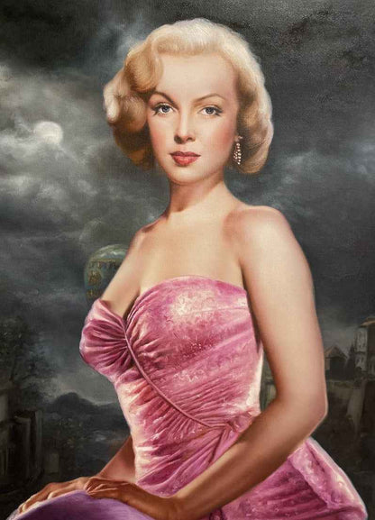 art-Portrait-feminin-star-hollywood-Marylin-Monroe-peinture huile sur toile