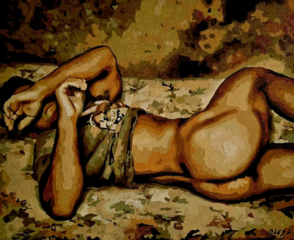 scène érotique homme nu huile sur toile