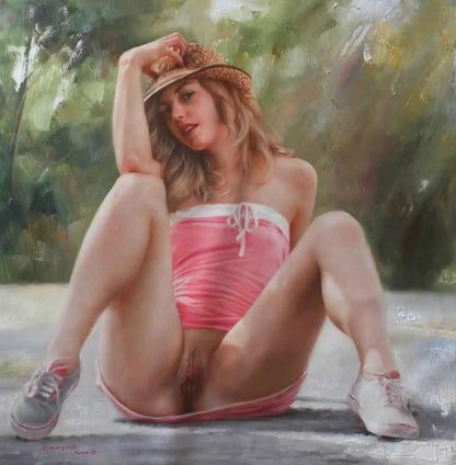 art-décoration-tableau-femme-nue-intégrale-peinture-originale-huile-toile