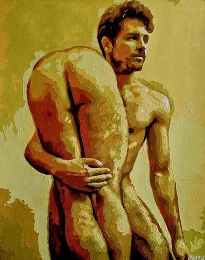 art-érotique-gay-couple-huile-toile-originale