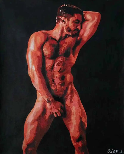 art-érotique-gay-peinture-originale-huile sur toile-signée