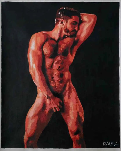 art-érotique-gay-peinture-originale-huile sur toile-signée