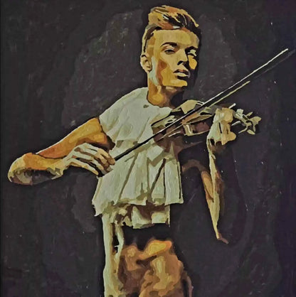 art-érotique-peinture-huile sur toile-violoniste-gay-homme-nu