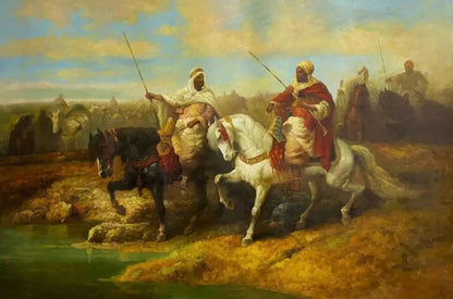 art-orientalisme-cavalier-arabe-peinture-huile sur toile