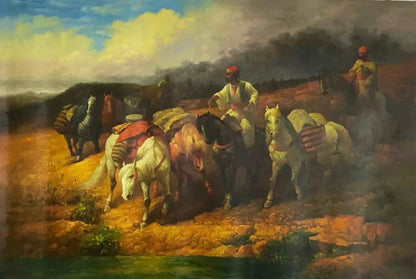 art-orientalisme-cavalier-arabe-peinture-huile sur toile