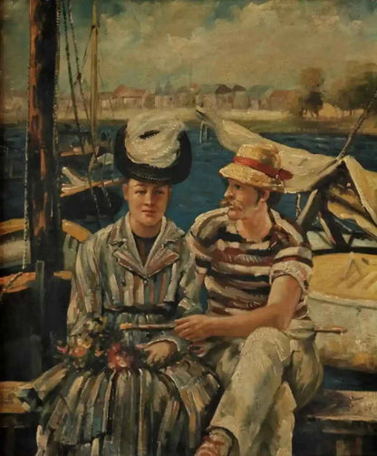 art-scène de vie-personnages-argenteuil-peinture huile sur toile-d'après Manet