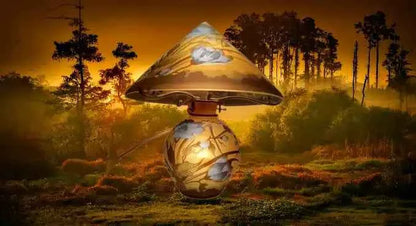 Lampe avec signature type "GALLE' " avec 2 éclairages (pied et abat-jour)