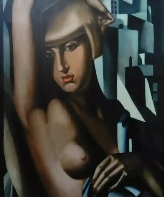 art-moderne-art déco-portrait-féminin-femme-nue-peinture-huile-toile