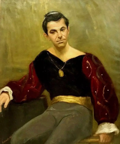 art-portrait-homme-acteur-théâtre-peinture-originale-huile-toile