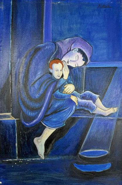 art -moderne-portrait-féminin-femme-mère-enfant-peinture-huile sur toile