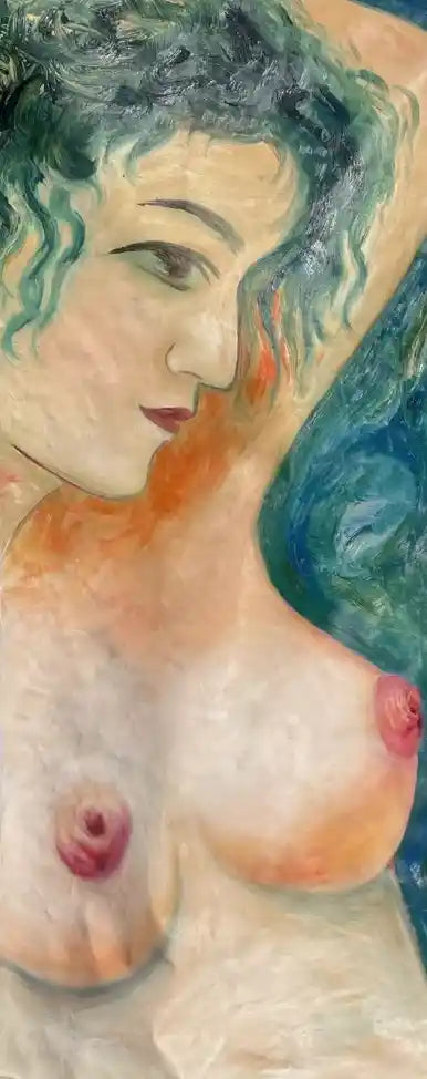 art-moderne-nue-mamelons-féminin-femme-peinture-huile-toile-H: 132cmxL60cm-52"x24"