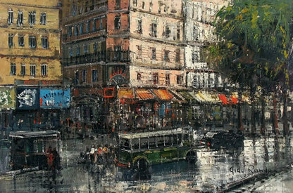 art-urbain-paysage-scène-rue-Paris-peinture-huile-toile