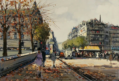 art-urbain-paysage-personnages-scène-rue-Paris-peinture-huile-toile