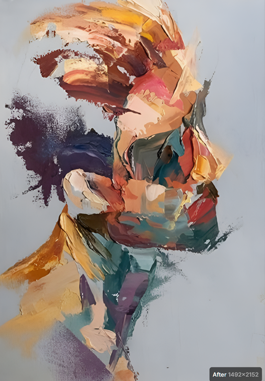 abstrait art moderne tableau peinture huile sur toile portrait homme