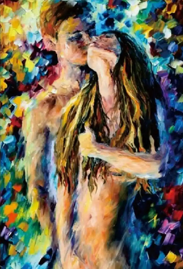 art-moderne-scene-érotique-jeune-couple-peinture-originale-huile-toile