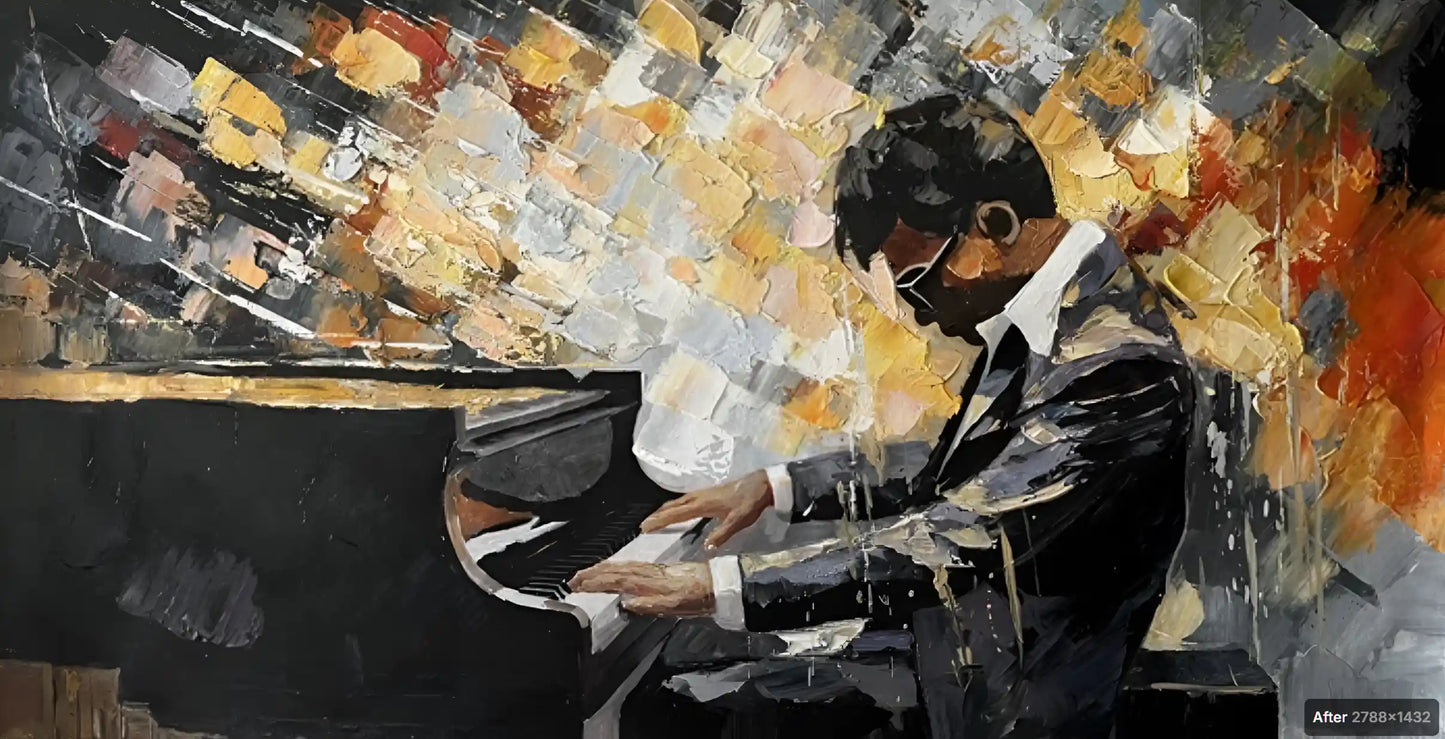 art-moderne-musicien-pianiste-tableau peinture huile sur toile