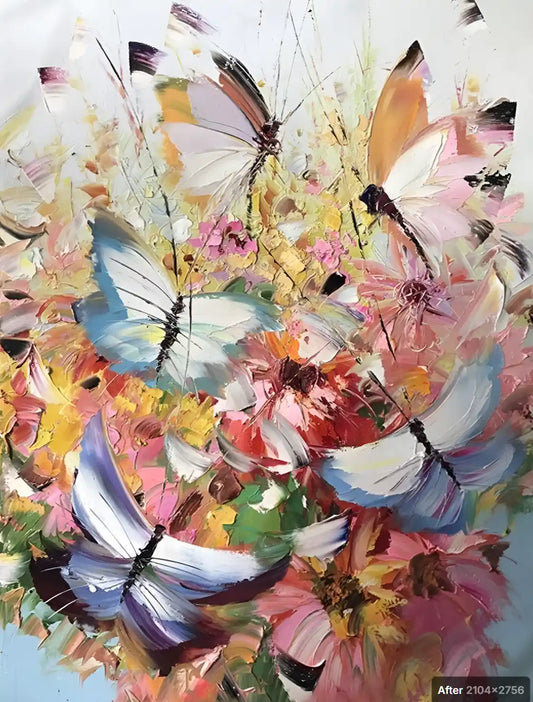 art-moderne-papillons-libellule -insectes-nature-peinture-originale-huile-toile