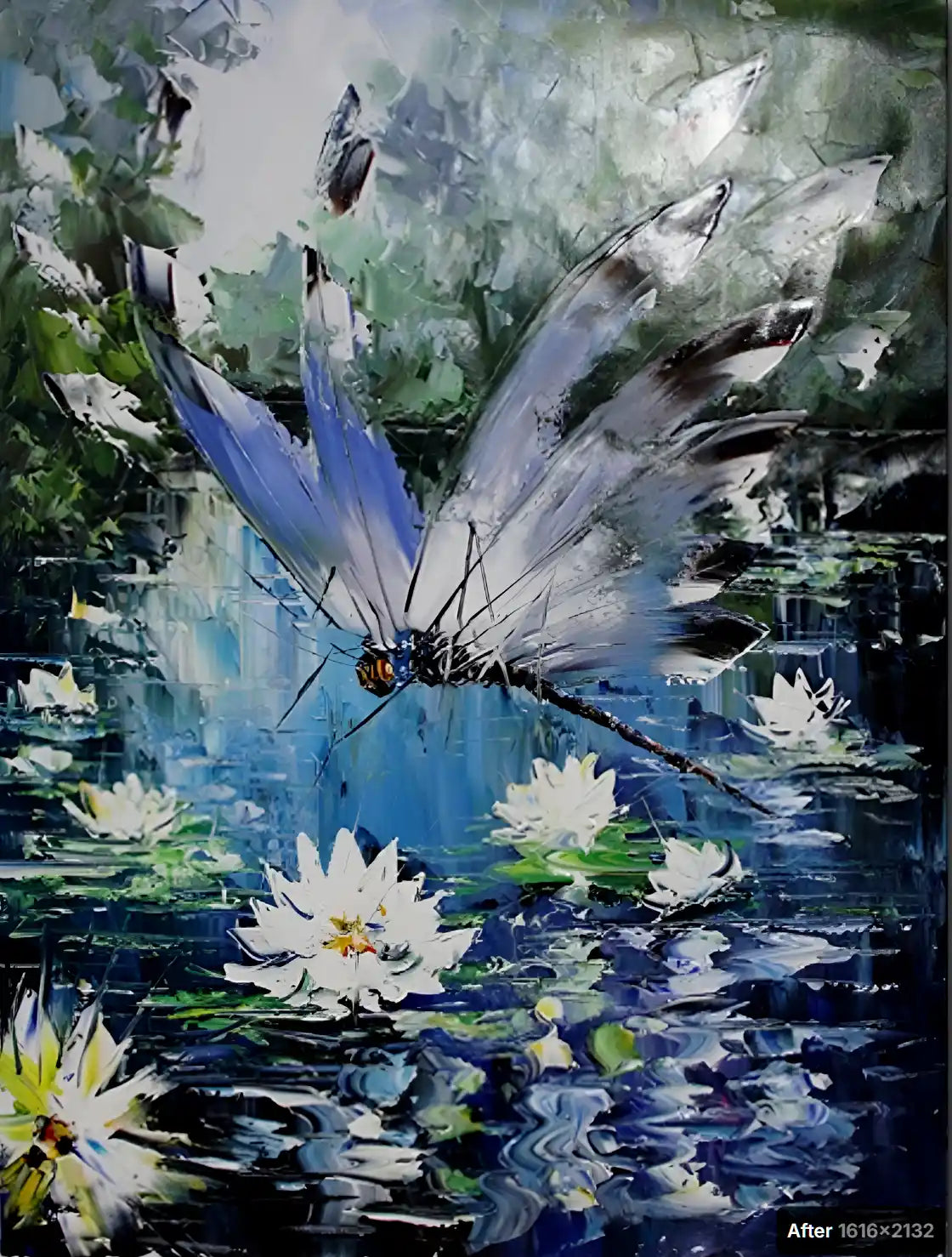 art-moderne-libellule -insectes-nature-peinture-originale-huile-toile