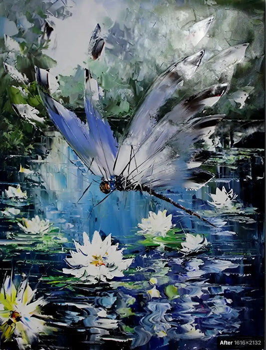 art-moderne-libellule -insectes-nature-peinture-originale-huile-toile