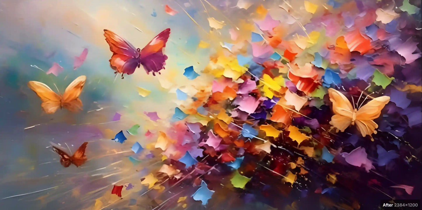 art-moderne-papillons-insectes-multicolor-nature-peinture-originale-huile-toile