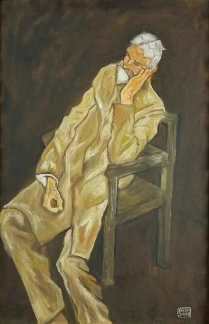 art-moderne-portrait-viel -homme-peinture-huile sur toile