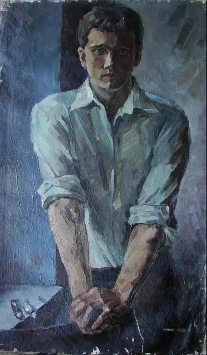art-portrait-masculin-jeune-homme-sexy-peinture-huile sur toile