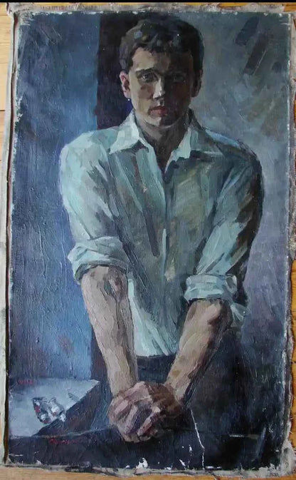 art-portrait-masculin-jeune-homme-sexy-peinture-huile sur toile