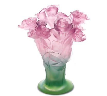 objet-arts decoration-vase-bouquet-roses-cristal-fleurs-originale