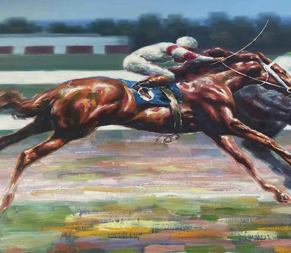 art-moderne-course-hippique-chevaux-galop-peinture-huile-toile