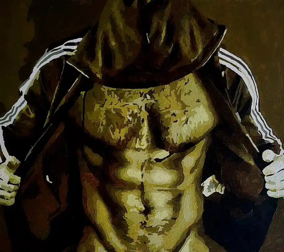 art-érotique-gay-peinture-huile sur toile-bad boy-originale-homme-nu-intégrale