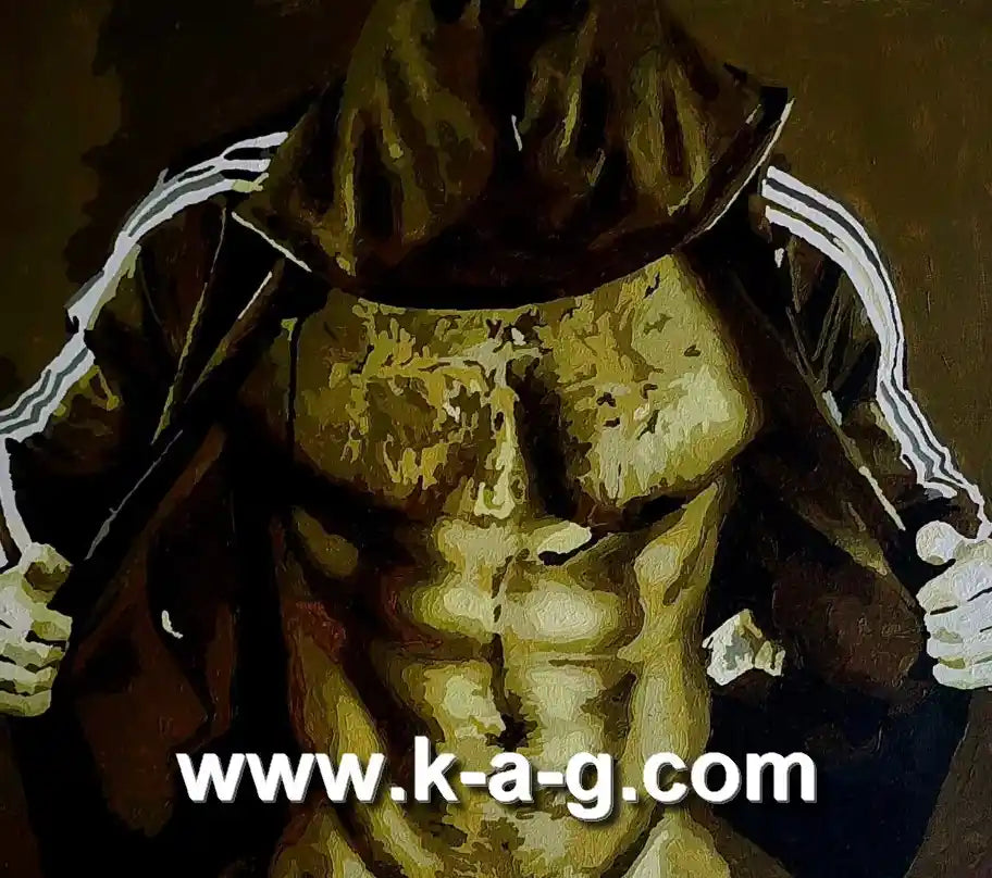 art-érotique-gay-peinture-huile sur toile-bad boy-originale-homme-nu-intégrale